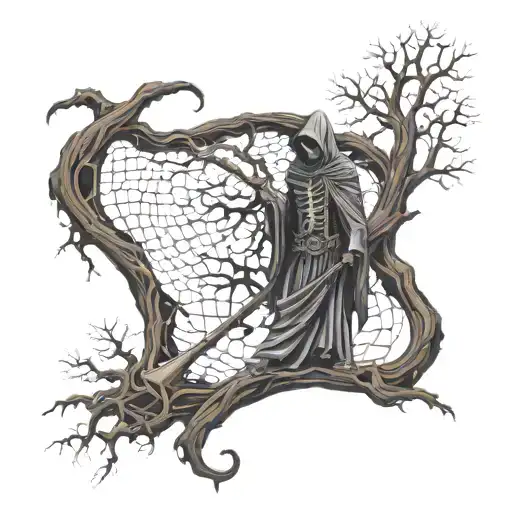 Grim Reaper And The Tree Of Life Intertwined