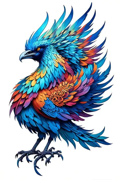 Intricate Fine Line Pheonix Rising