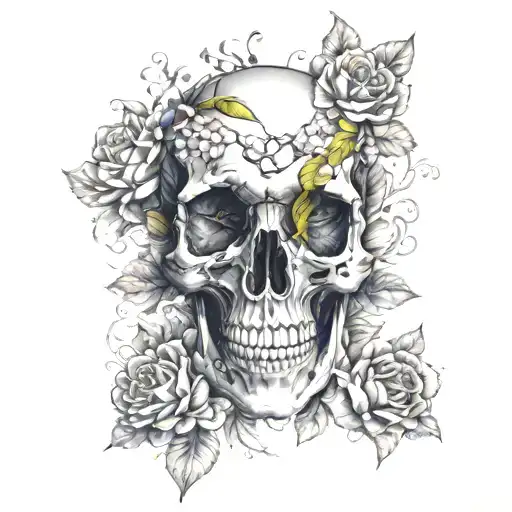 Skull And Flowers