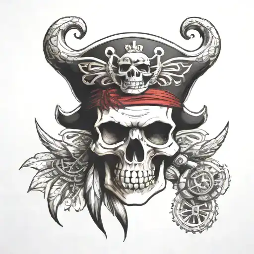 Pirate Skull Mayan Aztec Symbols
