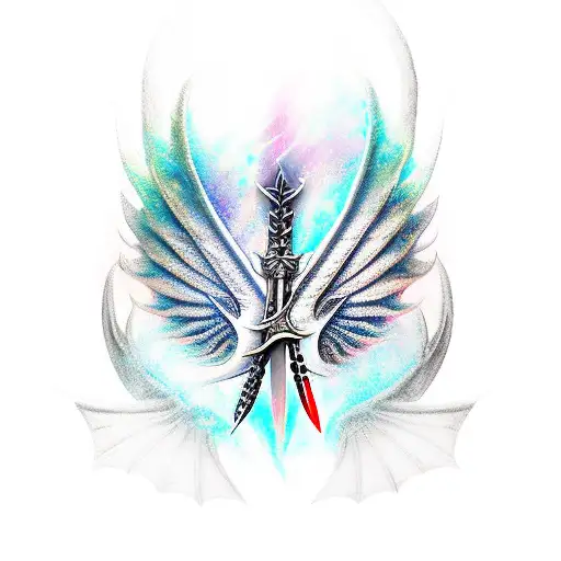 Dragon Angel Wings Fused With A Sword In The Middle