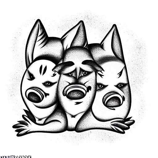Three Little Pigs Eating The Wolf