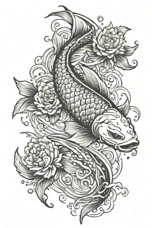 Koi Fish Swimming Upstream