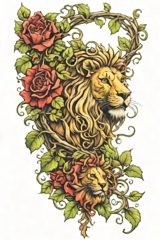 Vines Around A Swiss Lion