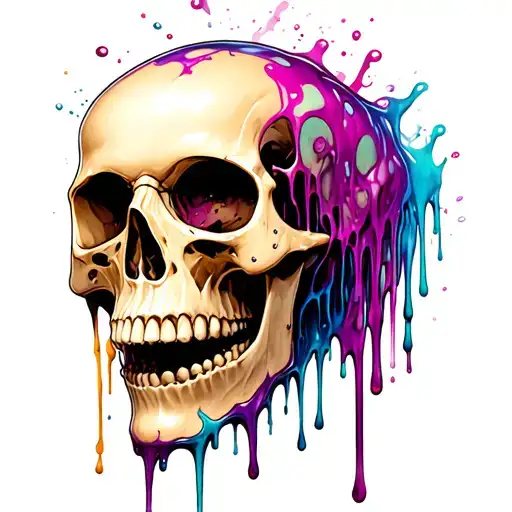 Skull Melting With Slime Dripping