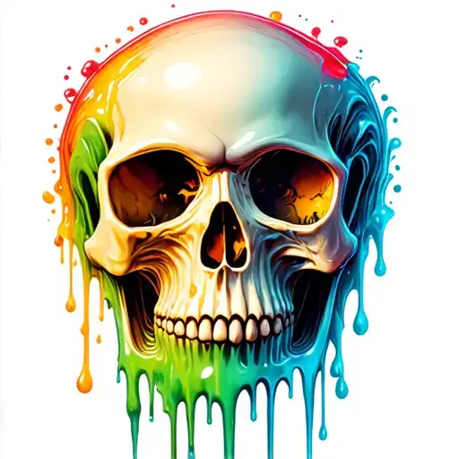 Skull Melting With Slime Dripping