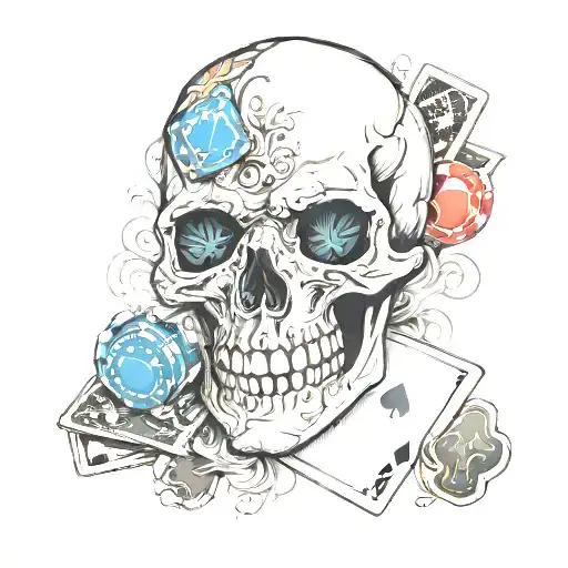 Skull And Poker Aces Gotic
