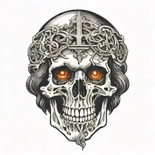 Jesus Christ Touching A Skull