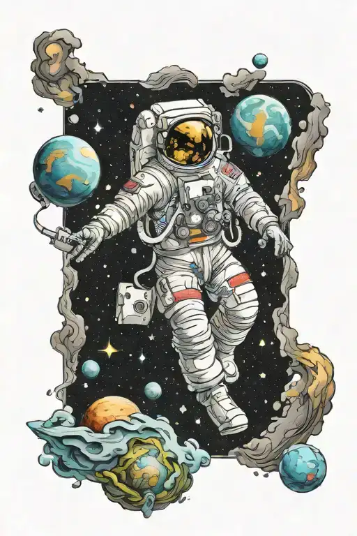 Lonely Astronaut Floating In Space