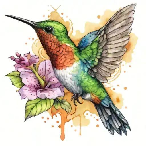 Watercolour Hummingbird Hovering