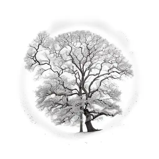 Sunrise With Oak Tree