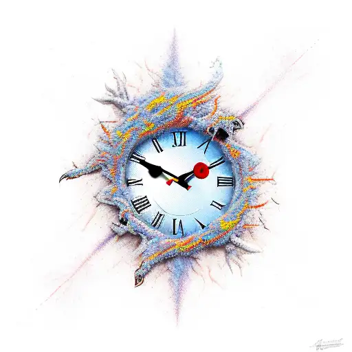 Clock Burning With Phoenix And Dove