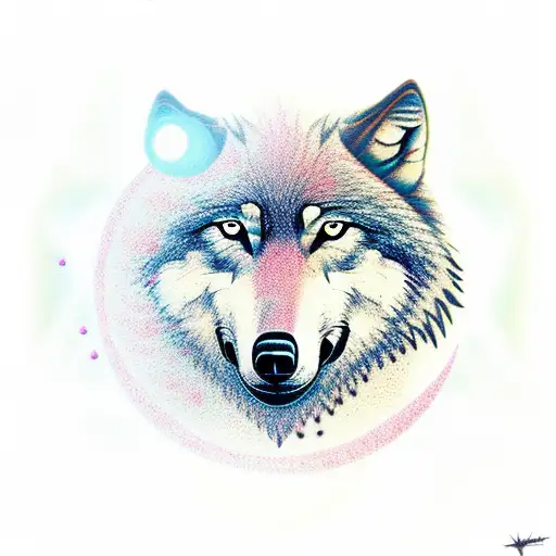 Wolf Looking At The Moon While It Is Bleeding