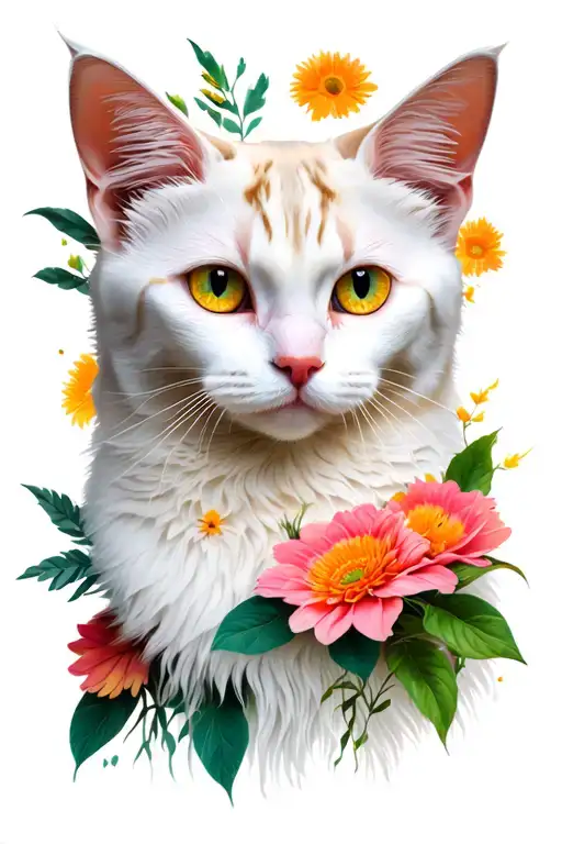 White Cat With Heterochromia Eyes Looking