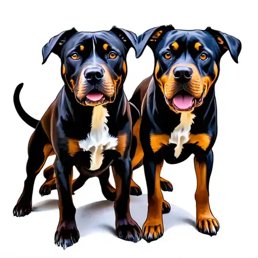 Two Pitbulls And A Germen Shepherd Rottweiler Mix