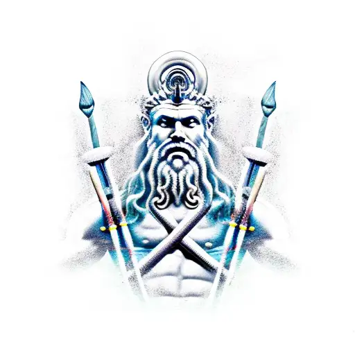Poseidon With Trident Without Color