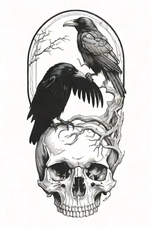 Raven On Skull