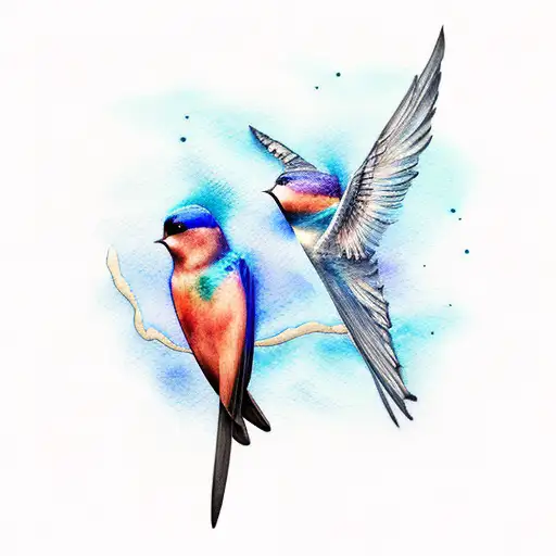 2 Swallows Watercolor