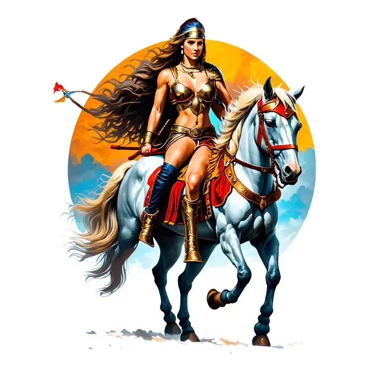 Lady Spartin Warrior On Horse