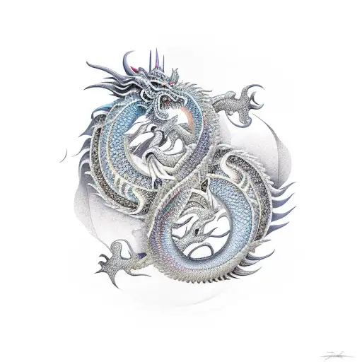 Uruboros Dragon With Ying-yang