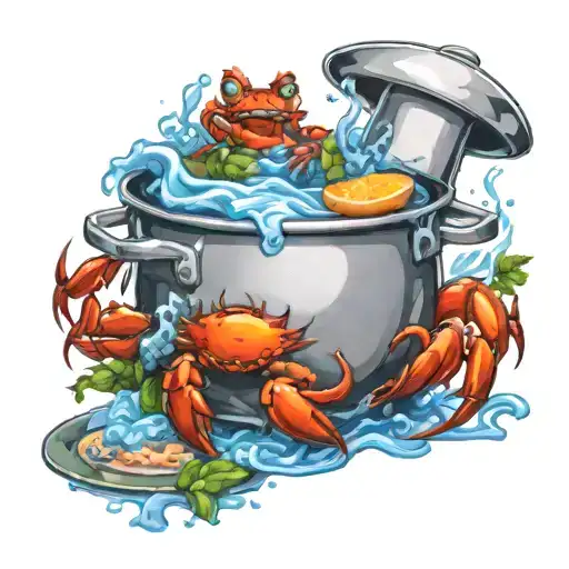 Chef Crab Cooking Pot Overflowing