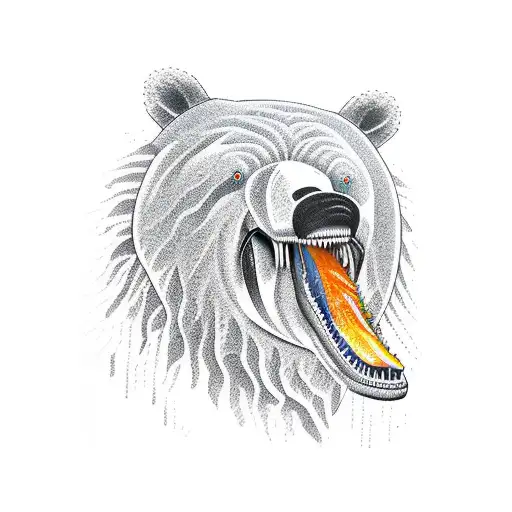 Salmon In Mouth Of Bear