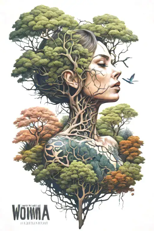 Woman In Nature Like Trees