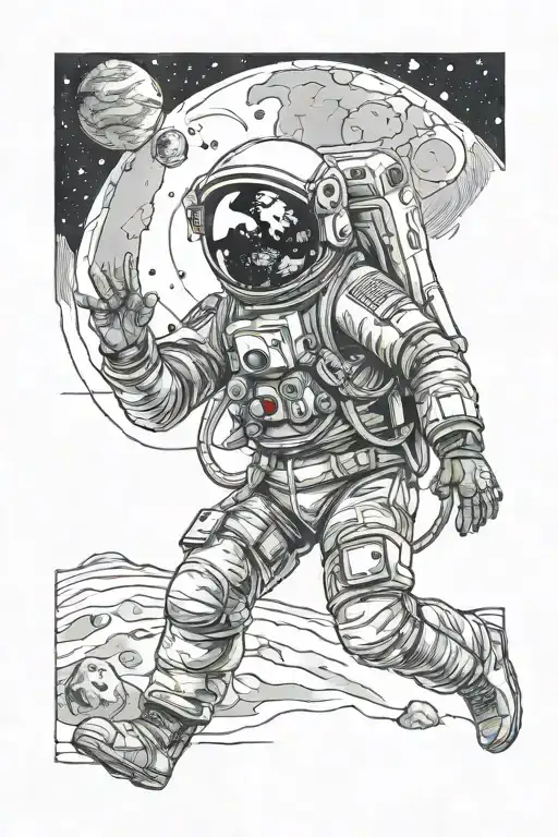 Astronaut Lost In Space With The Moon In The Background