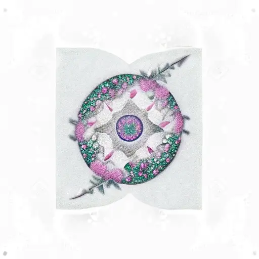 Crescent Moon And A Sakura Flower With A Snowflake