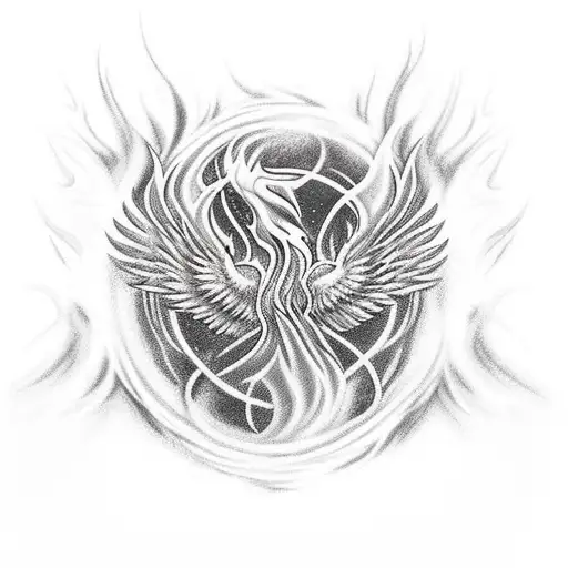 Phoenix Emerging From Fire