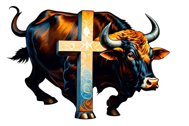 Bull Charging Forward Cross Surrounded Daniel En Letra