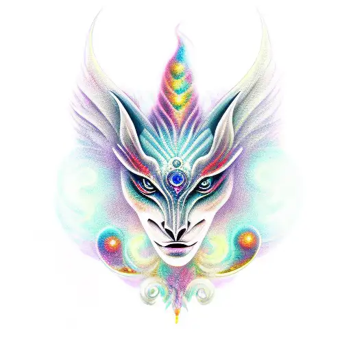 Moon And Face Combined Into A Mythical Creature