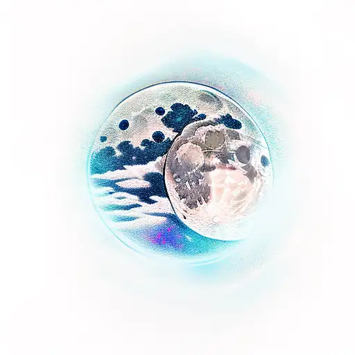 Moon With Moutain And Wolf