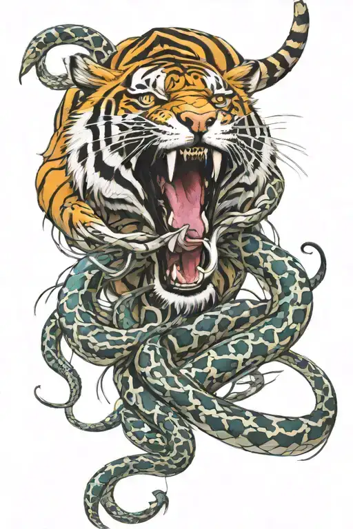 Tiger Fighting Snake