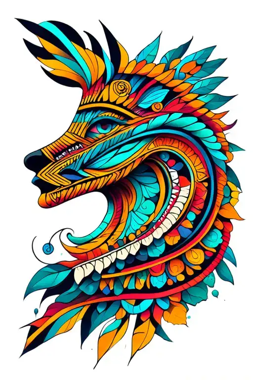 Tribal With Geometric Patterns In The Background