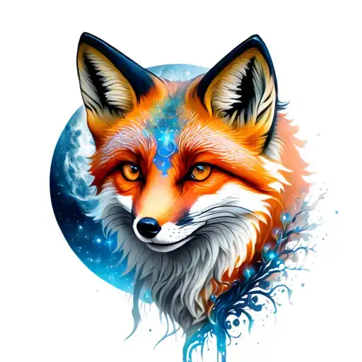 Soon And Moon Eclipse With Celestial Fox