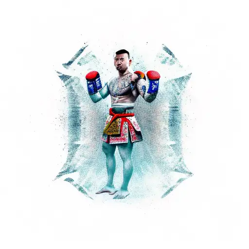 Muay-thai Fighter In Japanese Samurai Style