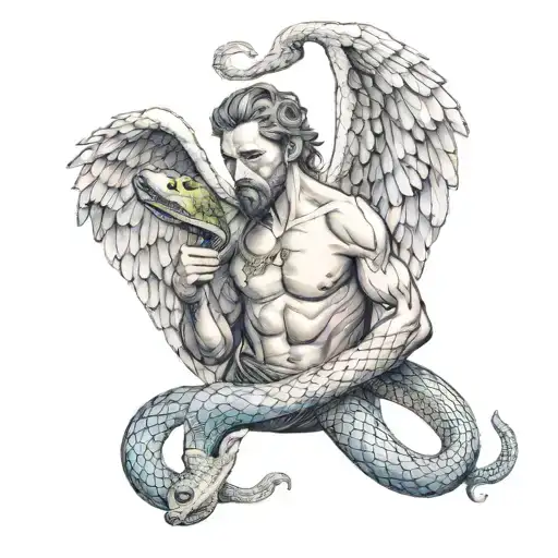 Man Angel With Snake