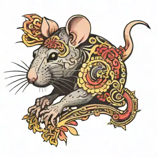 Rat Chinese Sign Tattoo Mix With Art Representation