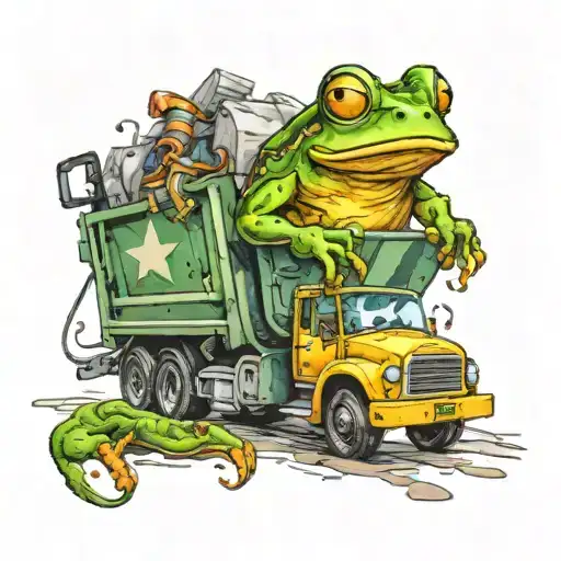 Frog Driving Garbage Truck Driving