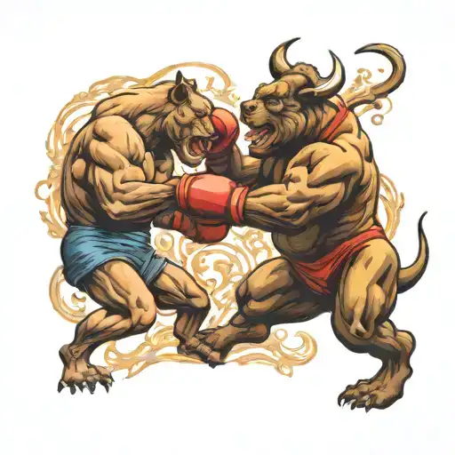 Bull And Bear Boxing Each Other