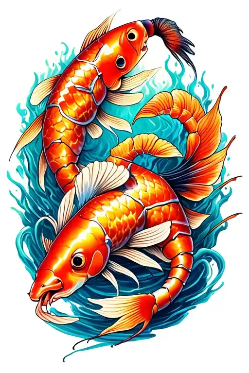 Coy Fish And Scorpion Intertwined