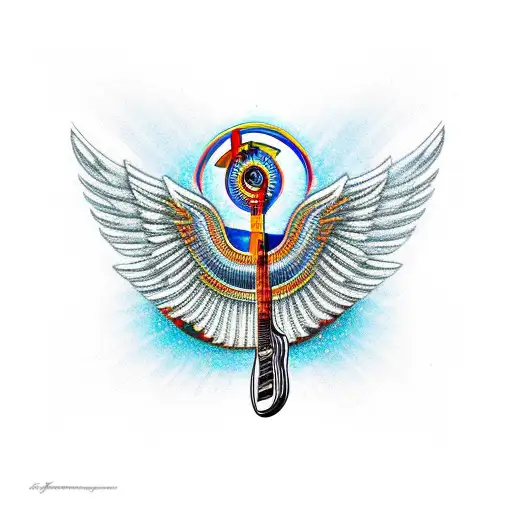 Flying V Guitar Egyptian Wings Eye Of Horus