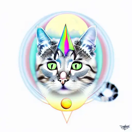 Cat Holding A Moon With A Star On Her Forehead