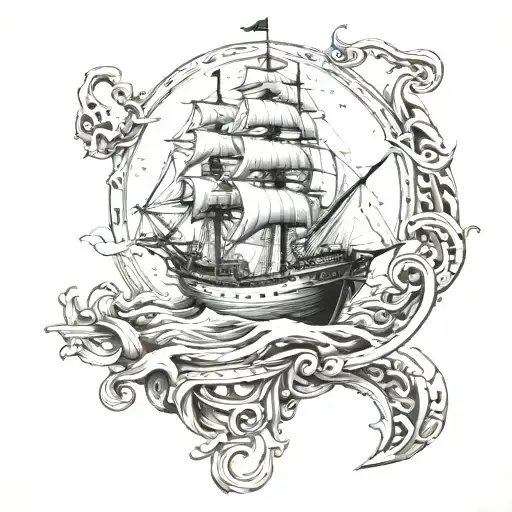 A Ship With Anchor That Goes Through The Ship Splitiing It