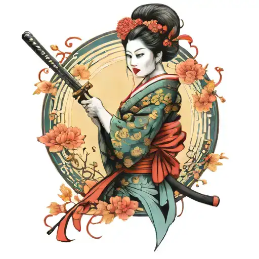 Geisha Holding A Katana