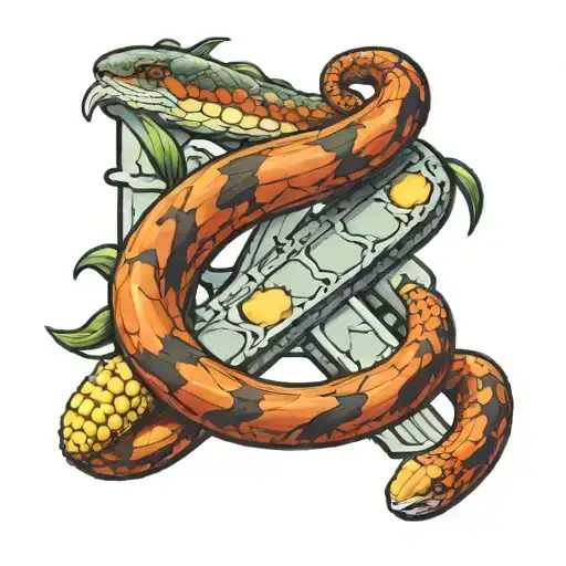 Graffiti Letter K With Corn Snake Wrapped