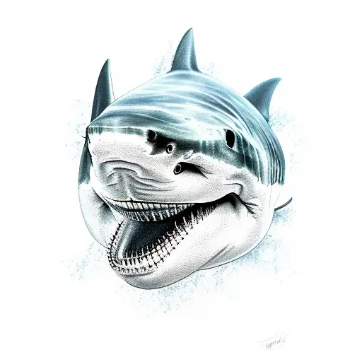 White Shark Sourrounded By Smoke Eating A Beach