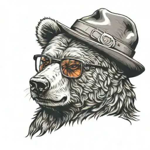 Nerdy Bear Head With Felt Hat