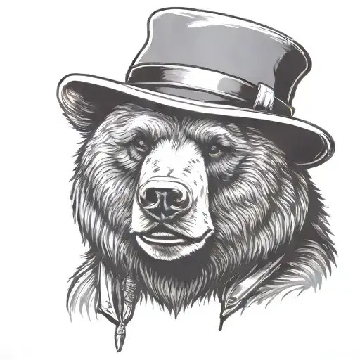 Nerdy Bear Head With Felt Hat